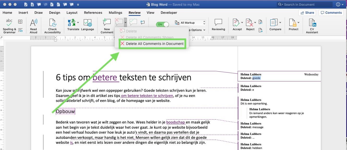 track changes in word